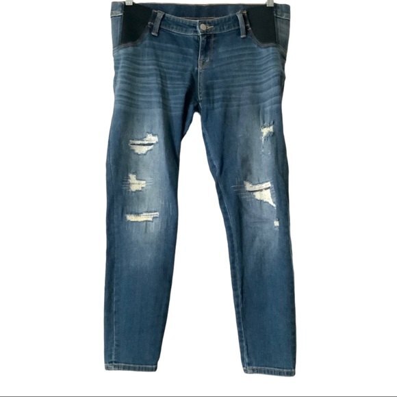 Liz Lange Maternity for Target Jeans Women Size S Blue Ankle Skinny Distressed - Picture 9 of 9